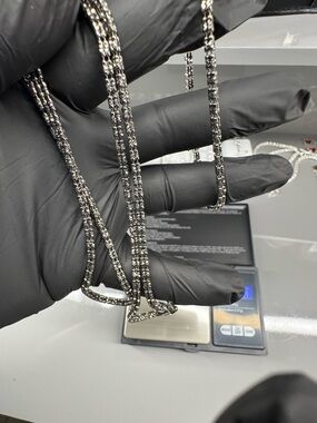 Black Rhodium Over 925 Sterling Silver Ice link Chain and Bracelet Combo